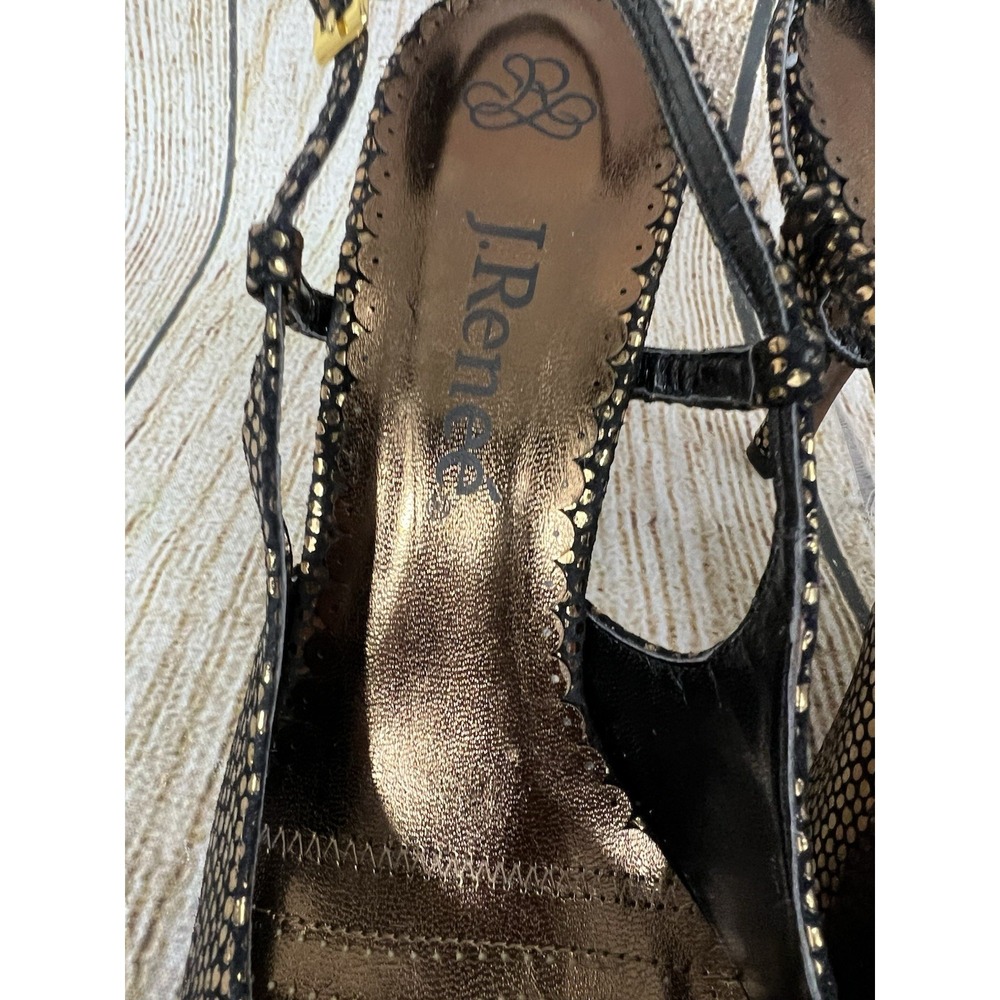 J Renee Bronze Metallic Slingback Heels 8M Pointed Toe Buckle Glam Whimsigoth - Picture 7 of 9